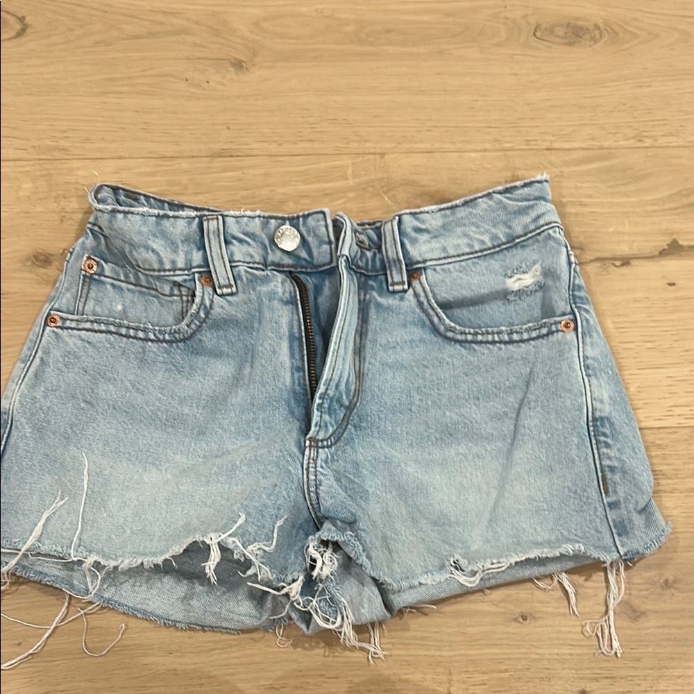 Garage Light Blue Distressed Jean Shorts